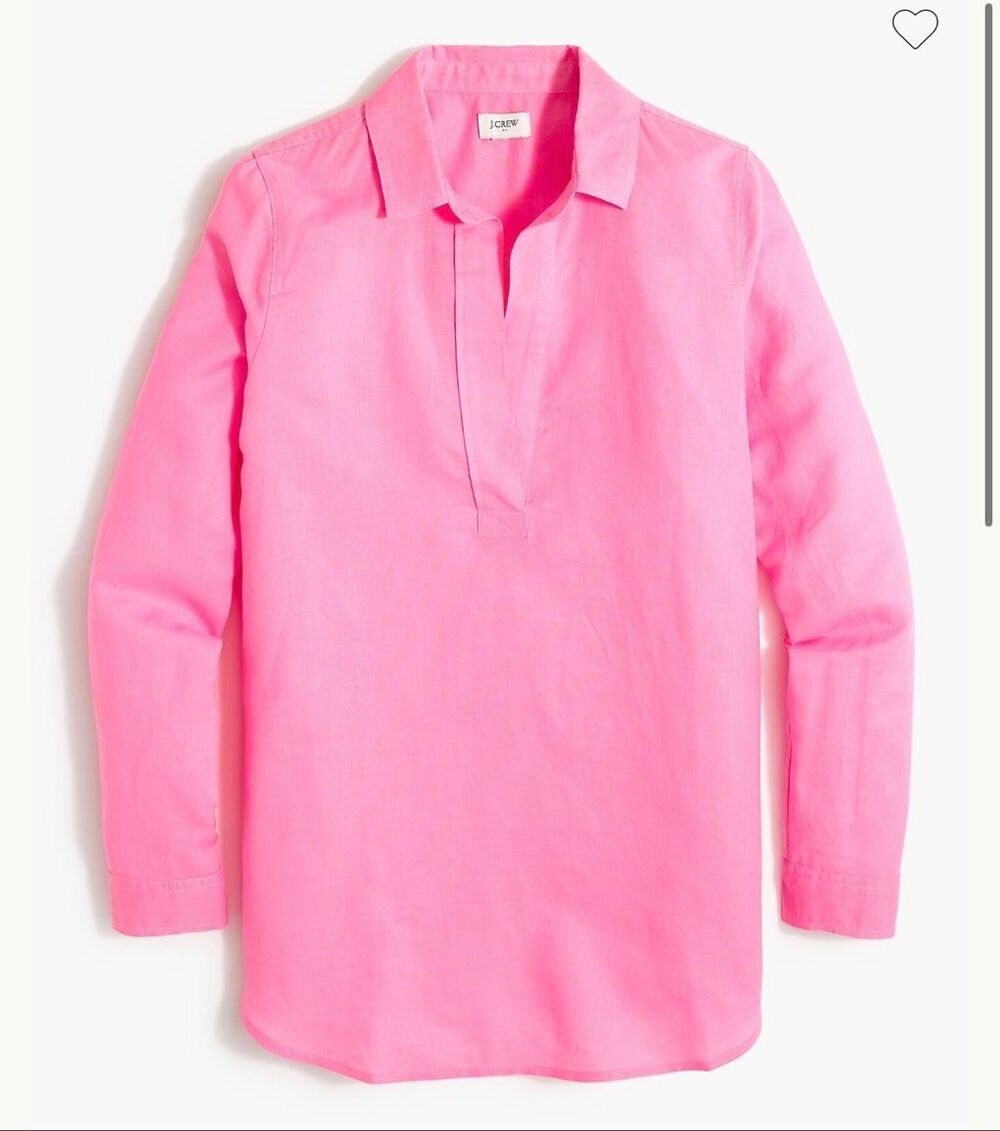 J.Crew pink linen collared long sleeve tunic size xs